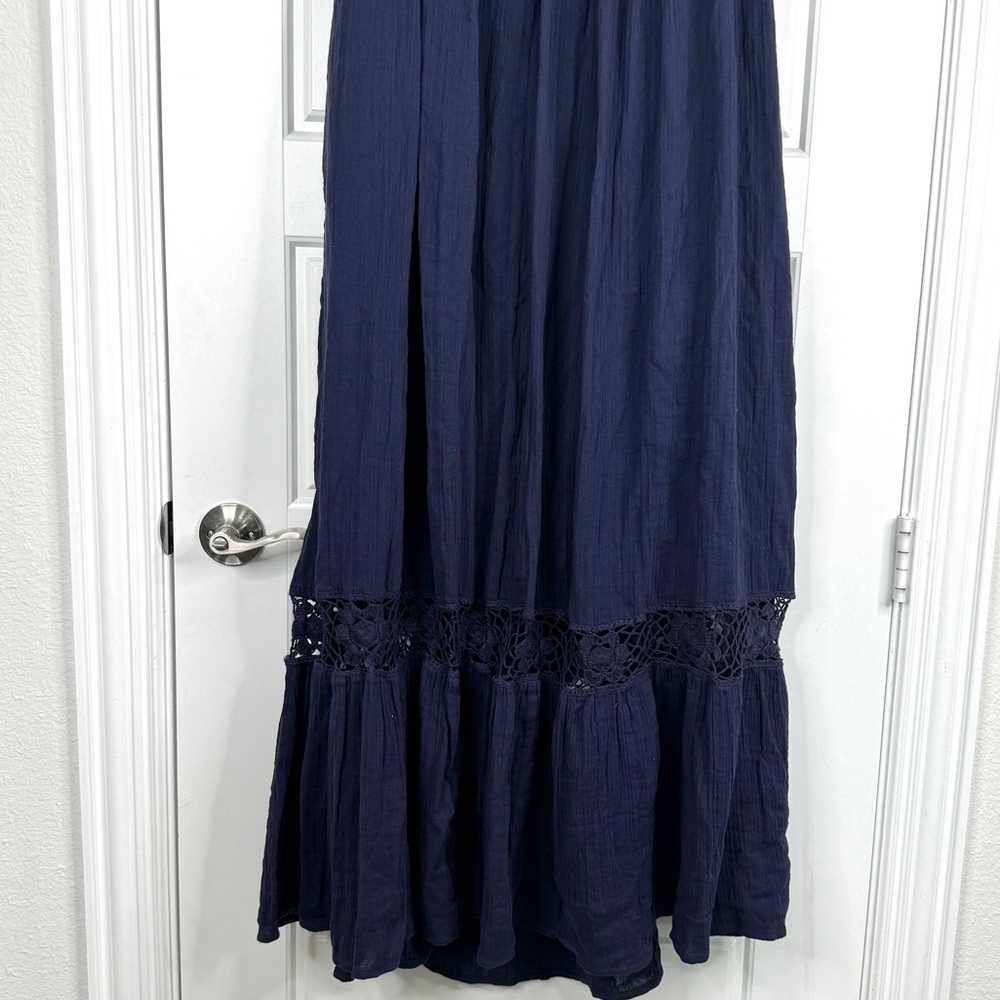 FREE PEOPLE Cutwork Tee Maxi Dress NEW Size XS Evening Eclipse Midnight Blue - Picture 5 of 11